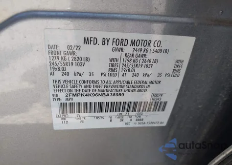 2022 Ford Edge Titanium из США, поврежденный, VIN 2FMPK4K96NBA38989